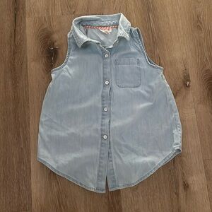 Cat & Jack Sleeveless Denim Button Up Shirt for girls Size XS (4/5)
